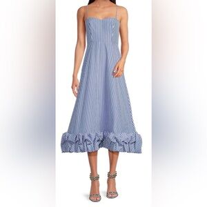 Gianni Bini x Shea Leigh Mills Lucy Jane blue and white stripe maxi dress size m
